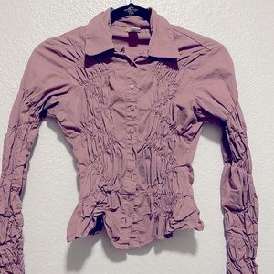 Dusty mauve ruffled button up